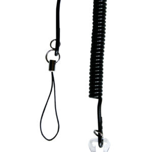 リールキーホルダー 伸びる クリップ付き 落下防止 キーリング　ブラック　黒