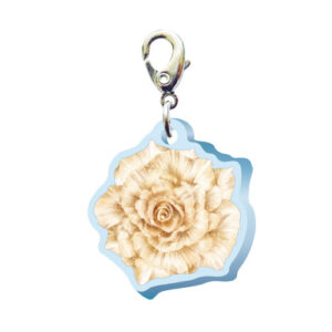 スリーシーエムチャーム　バッグチャーム　ジッパーアクセサリー　（フラワー編）白いのバラの花言葉　深い尊敬