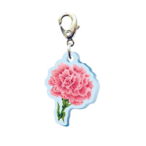 スリーシーエムチャーム　バッグチャーム　ジッパーアクセサリー　（フラワー編）ピンクのカーネーションの花言葉　女性の愛