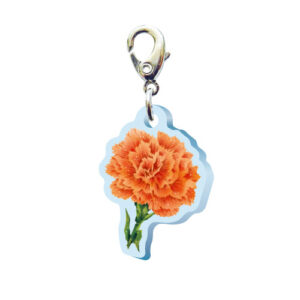 スリーシーエムチャーム　バッグチャーム　ジッパーアクセサリー　（フラワー編）オレンジのカーネーションの花言葉　純粋な愛
