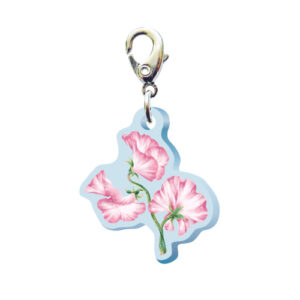 スリーシーエムチャーム　バッグチャーム　ジッパーアクセサリー　（フラワー編）スイートピーの花言葉　優しい思い出