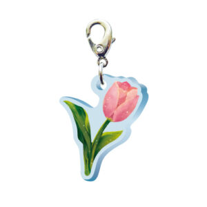 スリーシーエムチャーム　バッグチャーム　ジッパーアクセサリー　（フラワー編）ピンクのチューリップの花言葉　愛の芽生え