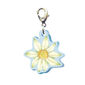 スリーシーエムチャーム　バッグチャーム　ジッパーアクセサリー　（フラワー編）フランネルフラワーの花言葉　いつも愛して