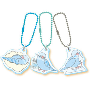 ワンスリー　キーチェーン　セキセイブルー　3個セットのキーチェーン