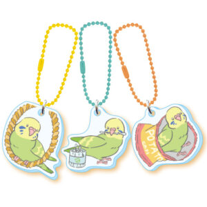 ワンスリー　キーチェーン　セキセイグリーン　3個セットのキーチェーン