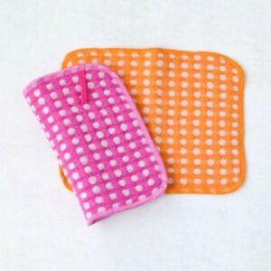 泡クロススポンジ2Pセット(ピンク&オレンジ)