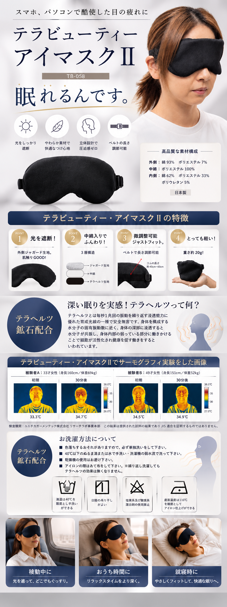日本製 テラビューティアイマスクⅡ　スマホ、パソコンで駆使した目の疲れに