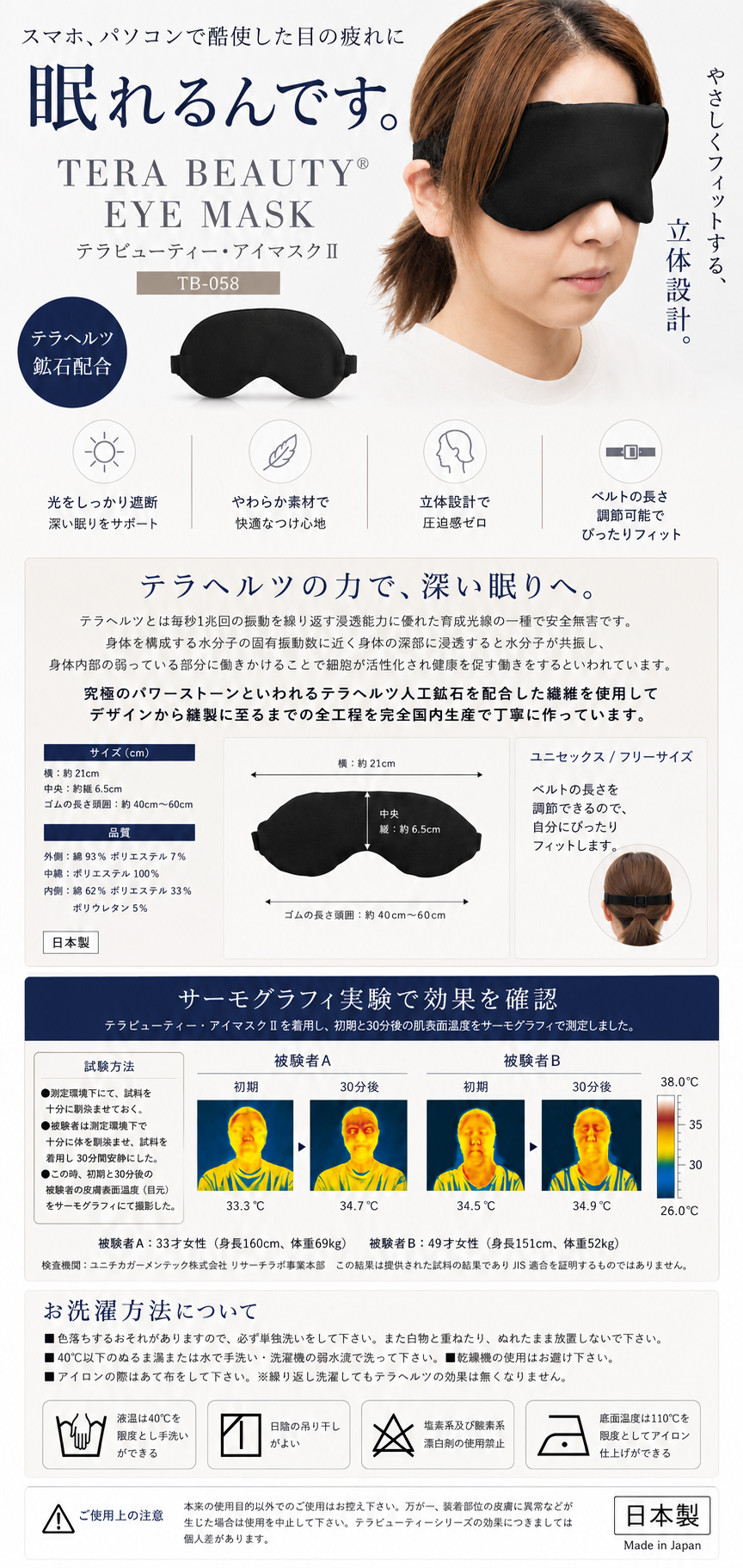 日本製 テラビューティアイマスクⅡ　スマホ、パソコンで駆使した目の疲れに