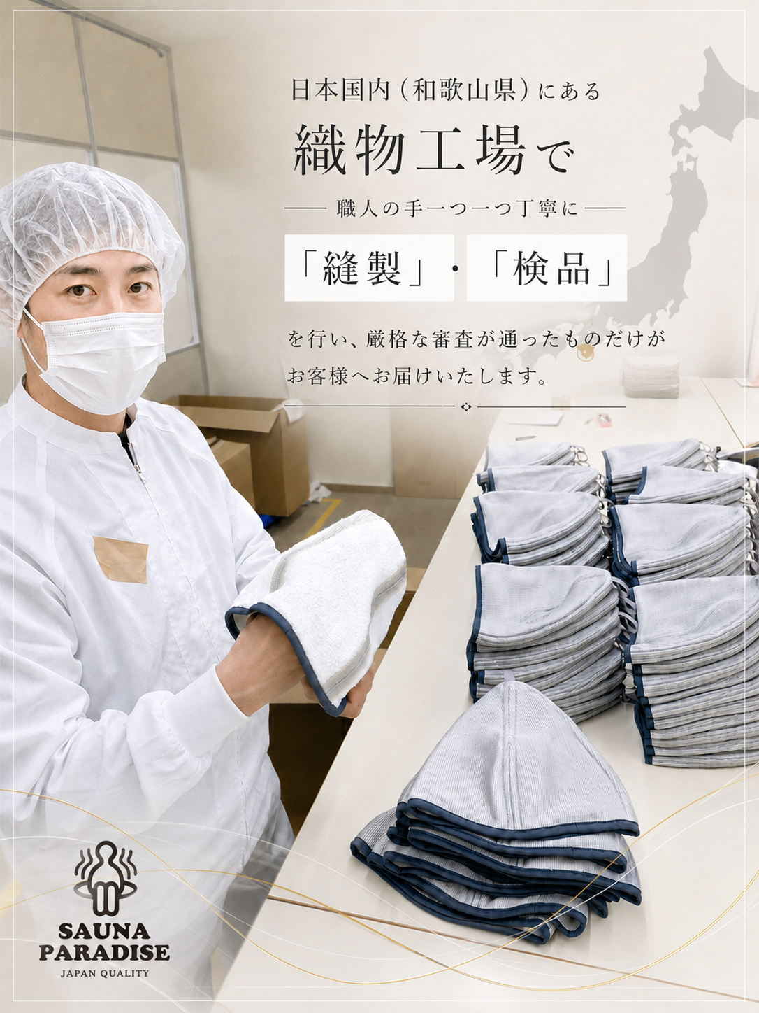 SAUNA PARADISE サウナハット 日本製 抗菌 防臭 洗える メンズ レディース サウナキャップ